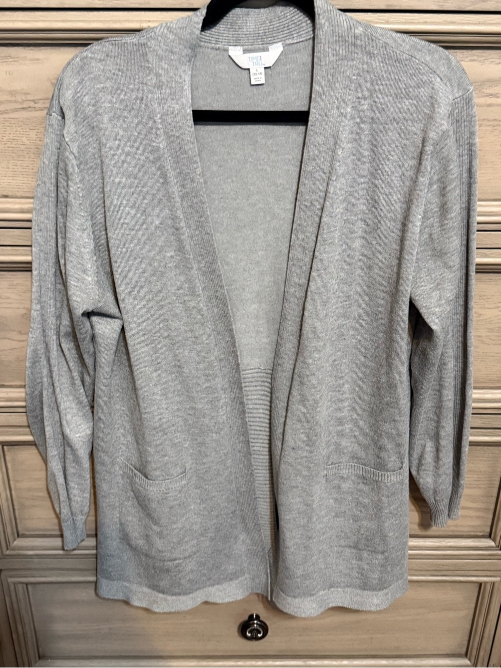 Light Gray Open-Front Women’s Cardigan Sweater
